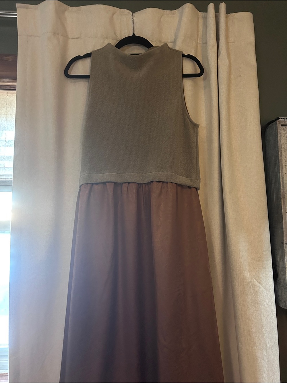 THML Taupe Ribbed Mock Neck Top